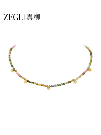 Multicolor Natural Stone & Tourmaline Bead Necklace