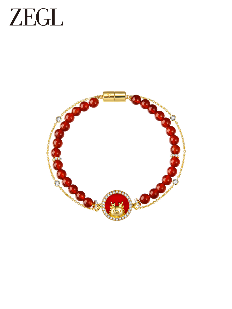 Zodiac Dragon Year Red Agate Fortune Bracelet