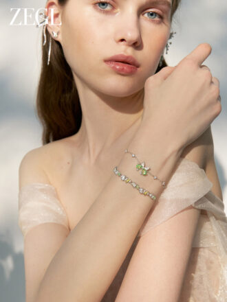 925 Sterling Silver "Enchanted Green Journey" Butterfly Charm Bracelet